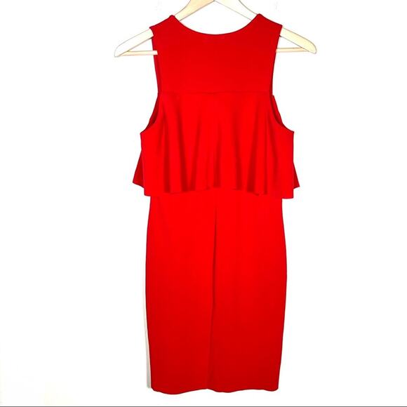 Zara size small S red high waist peplum sheath dress B116 - Picture 4 of 4